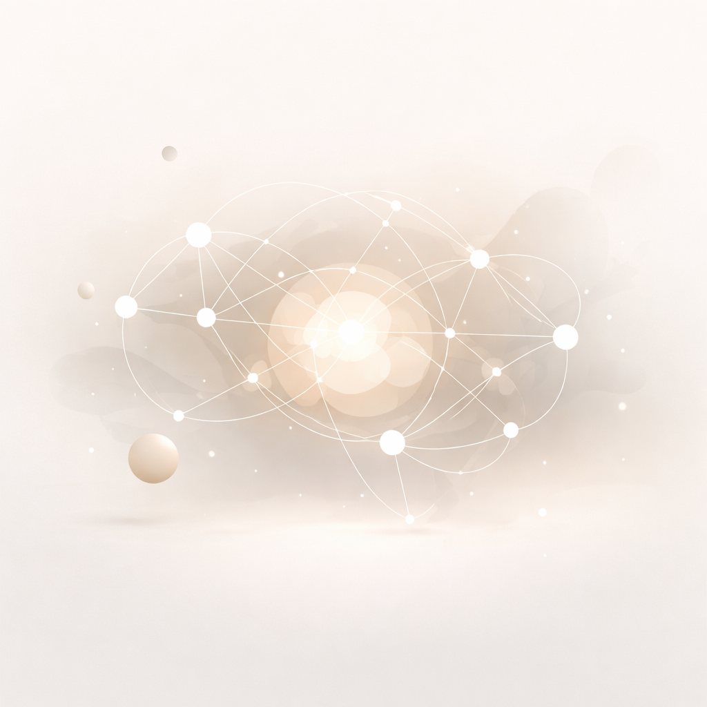 Abstract illustration representing a modern second brain as a calm, interconnected knowledge system.