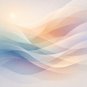 Layered abstract illustration suggesting information flowing through a living system, symbolising a modern second brain supported by automation and AI.