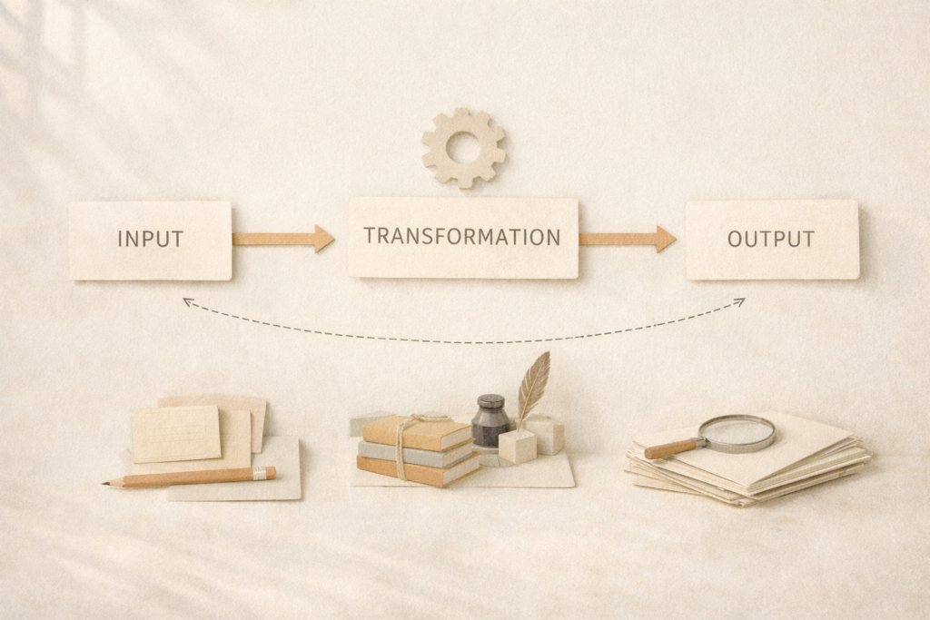 Tool-agnostic workflow diagram showing inputs, processes, and outputs